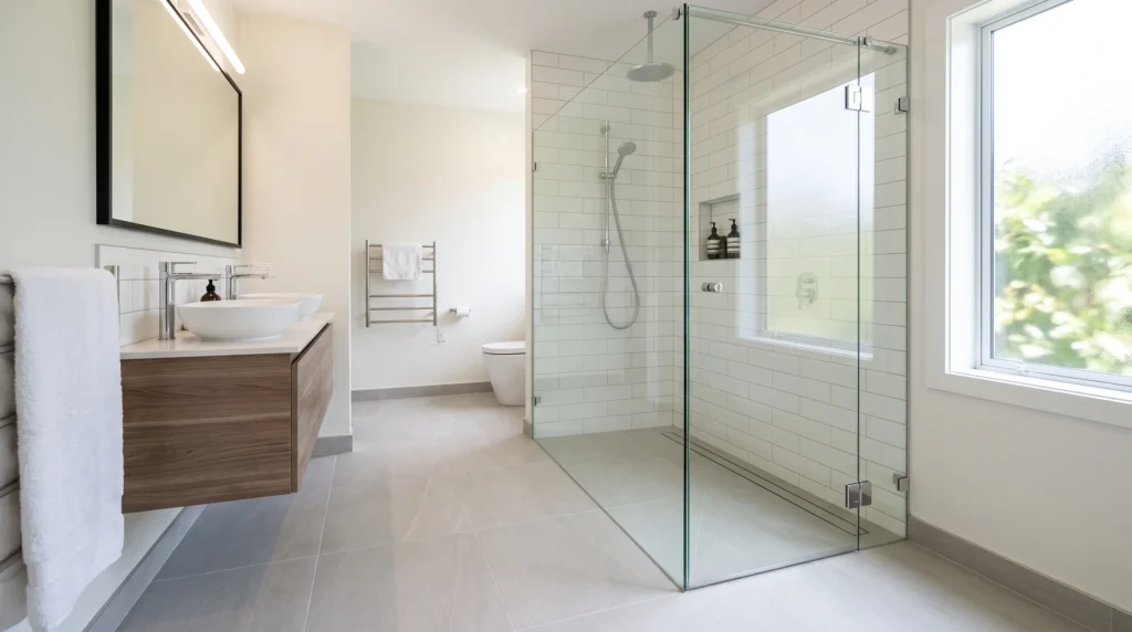 Dusche statt Badewanne – moderne bodengleiche Dusche nach dem Umbau