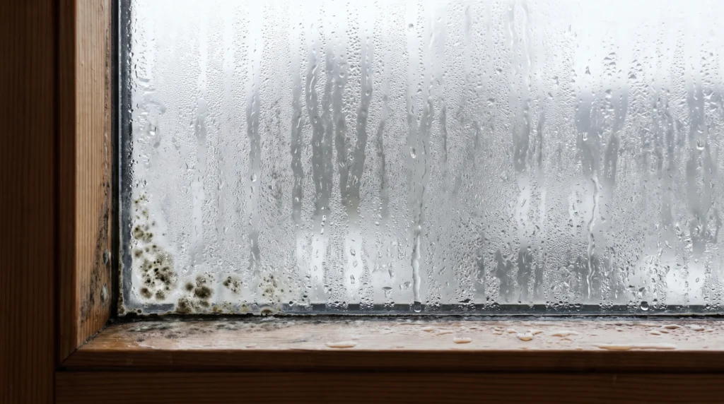 Beschlagene Fenster und Kondenswasser sind ein deutliches Warnzeichen für zu hohe Luftfeuchtigkeit